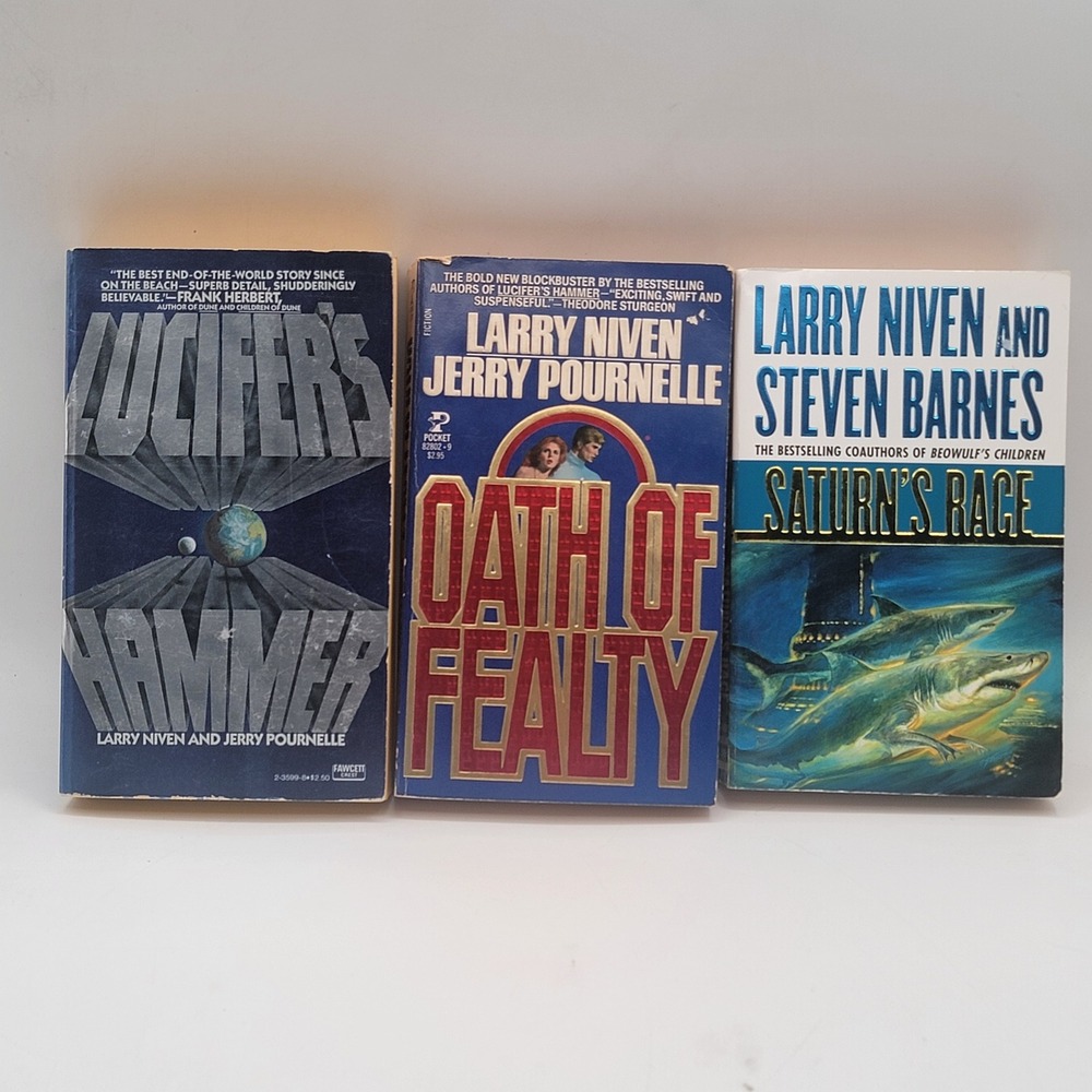 Larry Niven Lucifer's Hammer Oath of Fealty Saturn's Race Paperback Set Good